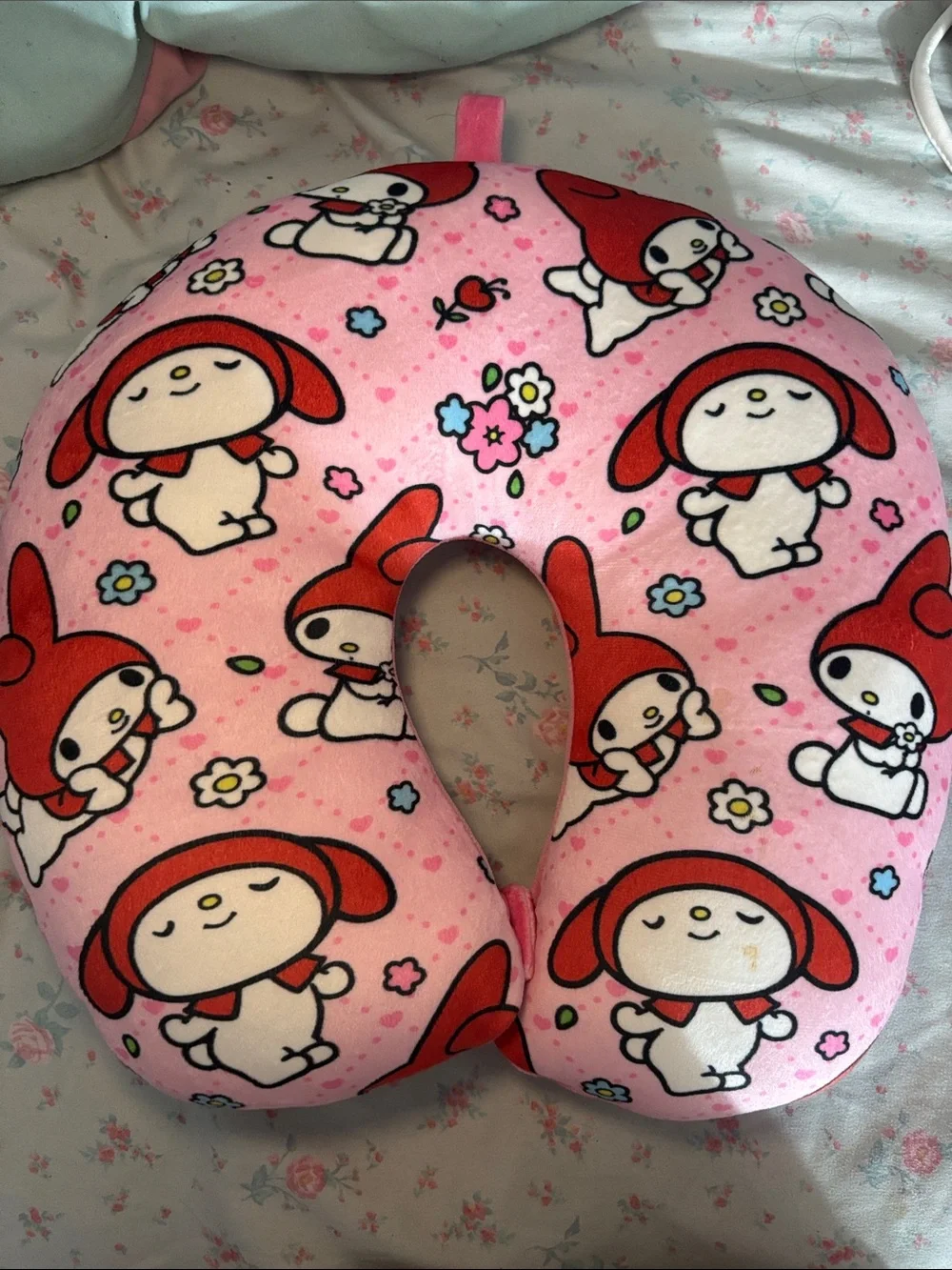 Hello Kitty Pink and Red Kids Travel Neck Pillow with Character Print